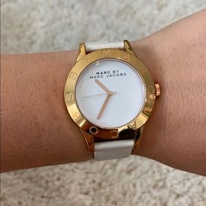 Marc Jacobs watch - white leather and gold metal